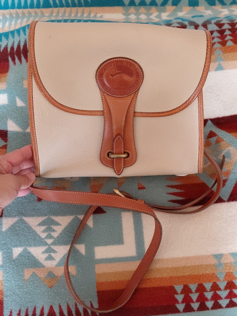 Dooney & Bourke Tan Pebbled Leather Crossbody Satchel